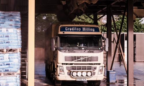 A Crediton Milling lorry driving into the yard